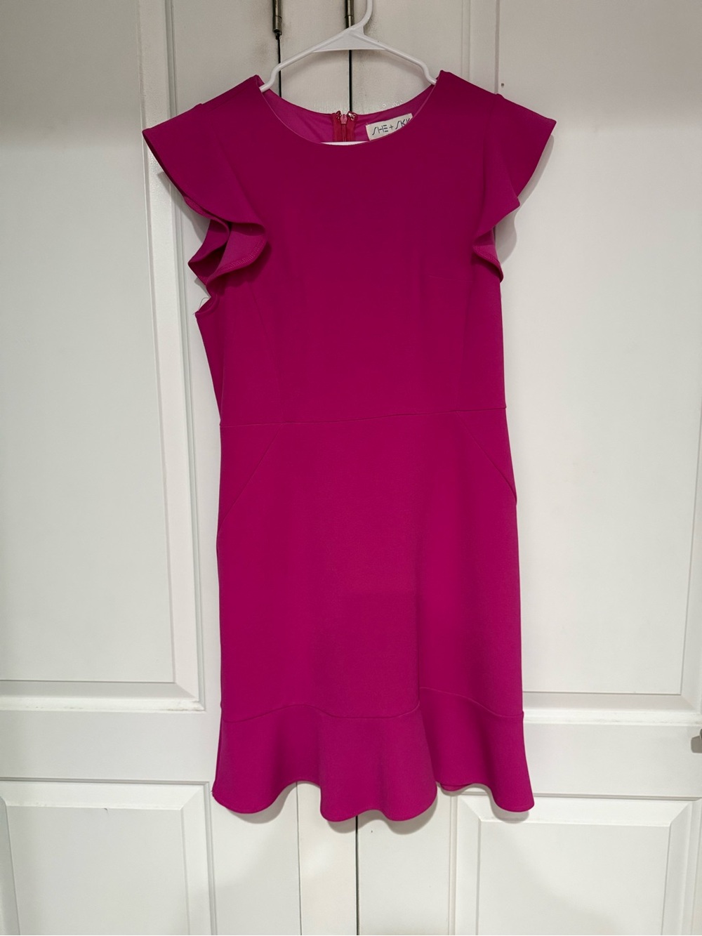 She + Sky Bright Fuchsia Round Neck Dress